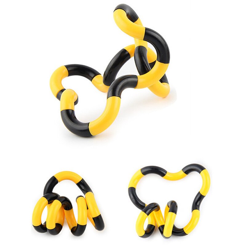 Twisted Ring Magic Fidget Magic Trick Rope Tangle Fidget Toy DIY Winding Leisure Education Stress Relief Kid Xmas Toy: Yellow Black