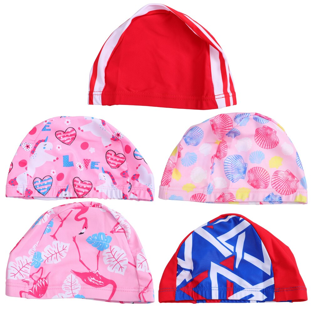 5pcs Waterproof Swimming Cap Children Swim Hat Bathing Cap Swimming Accessory: Default Title