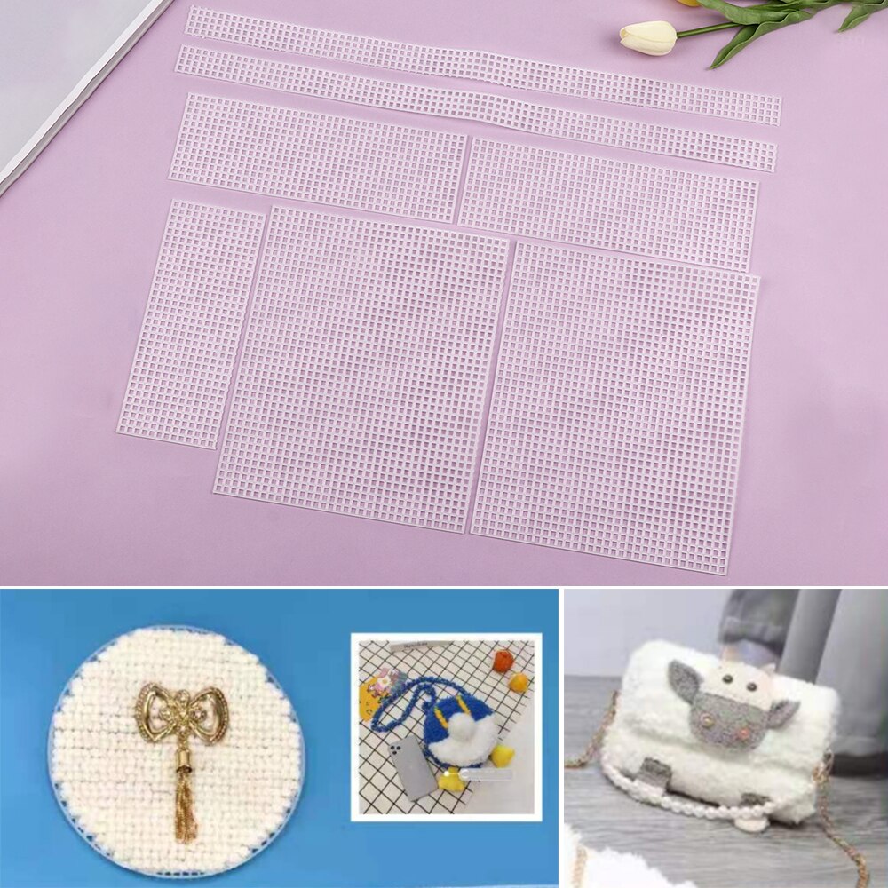 Tela de malla de plástico para hacer bolsas artesanales, tejido de Material, pestillo, bolsas de gancho, accesorios para manualidades