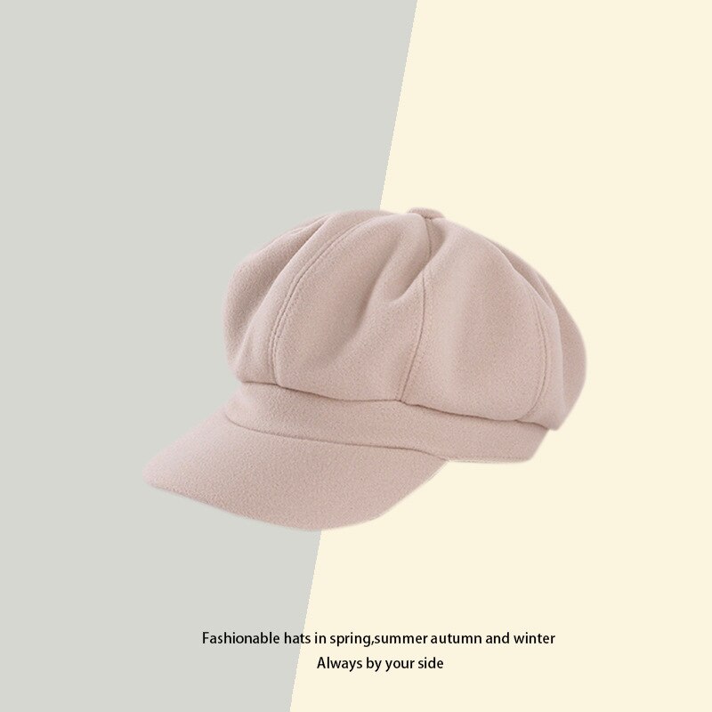 Ladies Womens Girls Black 8 Panel Wool Blend Baker Boy News Boy Flat Cap Hat: Beige