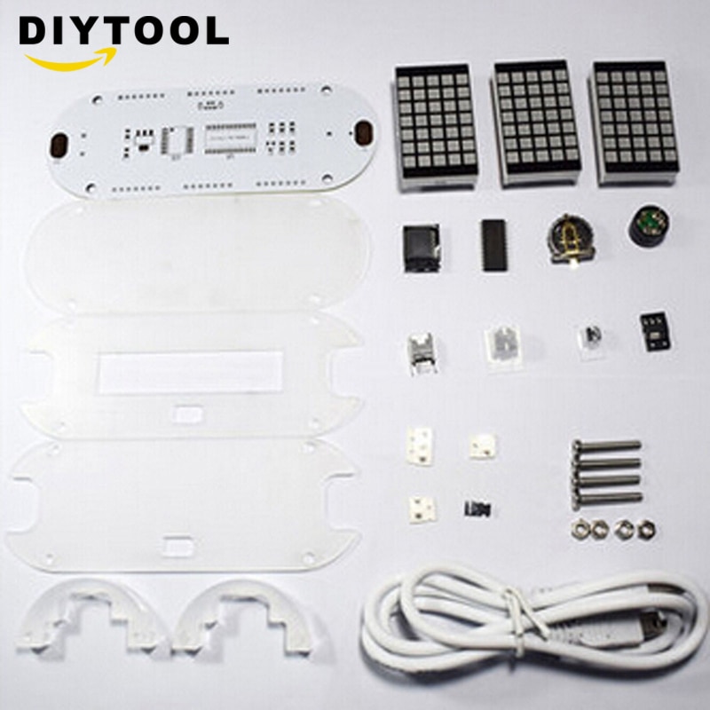 Diy conjunto de reloj digital DS3231 multifunción de alta precisión LED matriz de puntos animación efectos reloj Suite visualización de tiempo