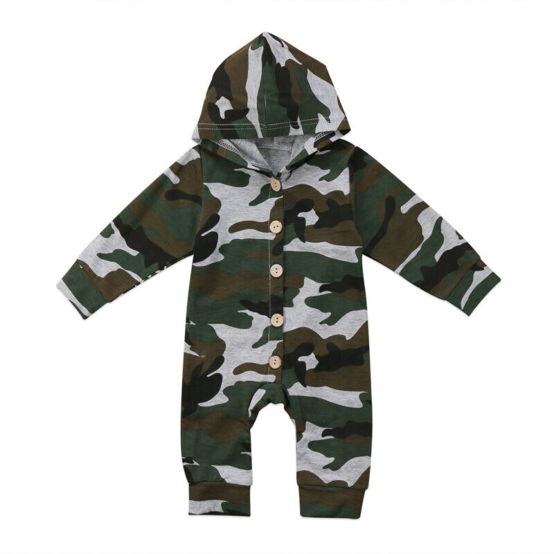 0-24M camuffare infantile Del bambino Della Ragazza del Ragazzo con Cappuccio Pagliaccetto Della Tuta vestito Vestiti di Autunno