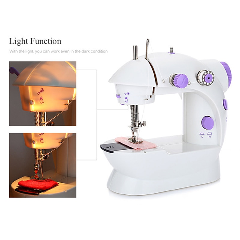 Mini Machine à coudre à main Double vitesse Double fil avec lumière multi-fonction électrique automatique bande de roulement rembobinage outils de couture