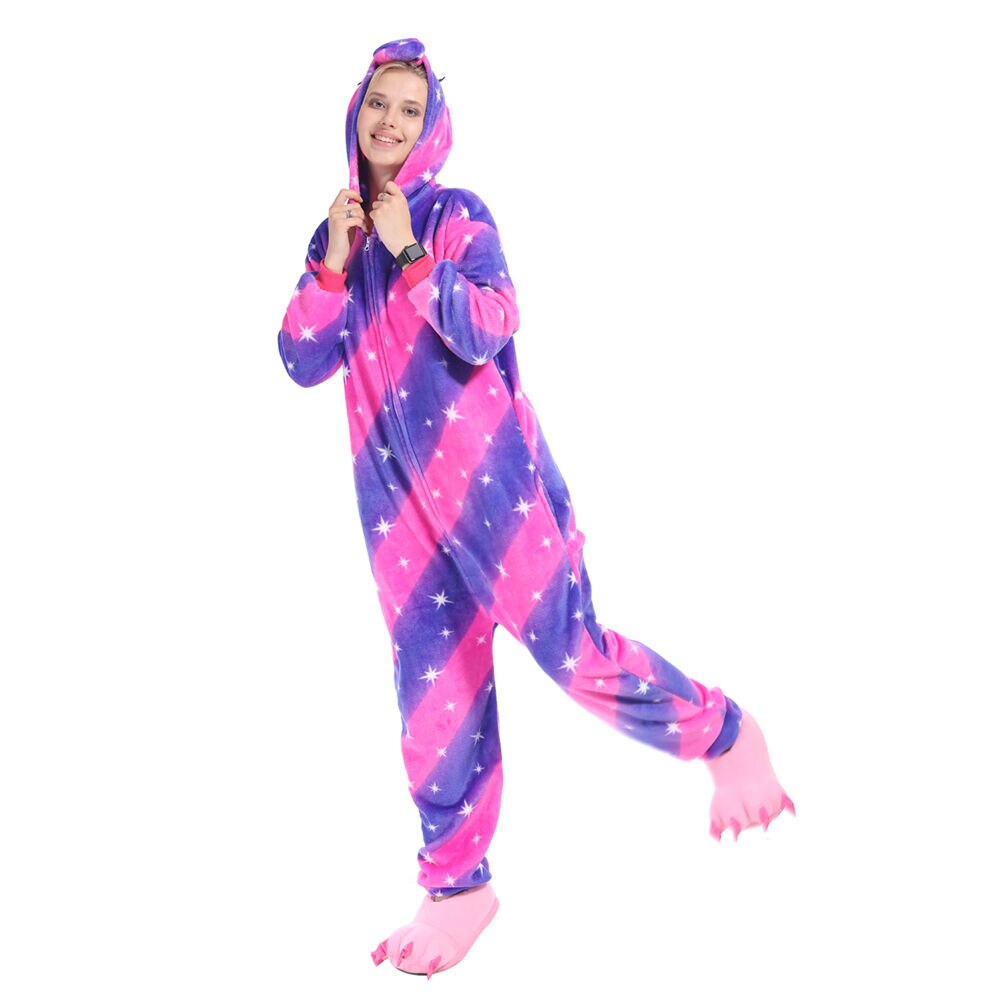 Disfraz de pijama de unicornio con capucha para niños, mono de dormir de cielo púrpura, Kigurumi