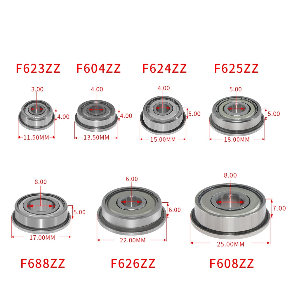 Pièces de poulie profonde en aluminium pour imprimantes 3D, 4 pièces, F604ZZ, F623ZZ, F624ZZ, F625ZZ, F626ZZ, F608ZZ, F688ZZ, support à bride,