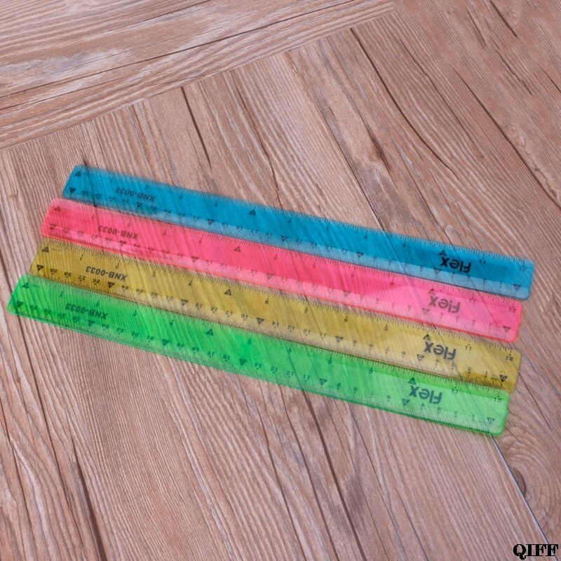 &amp Soft 30cm Ruler Multicolour Flexible Stationery Rule School Supply APR28