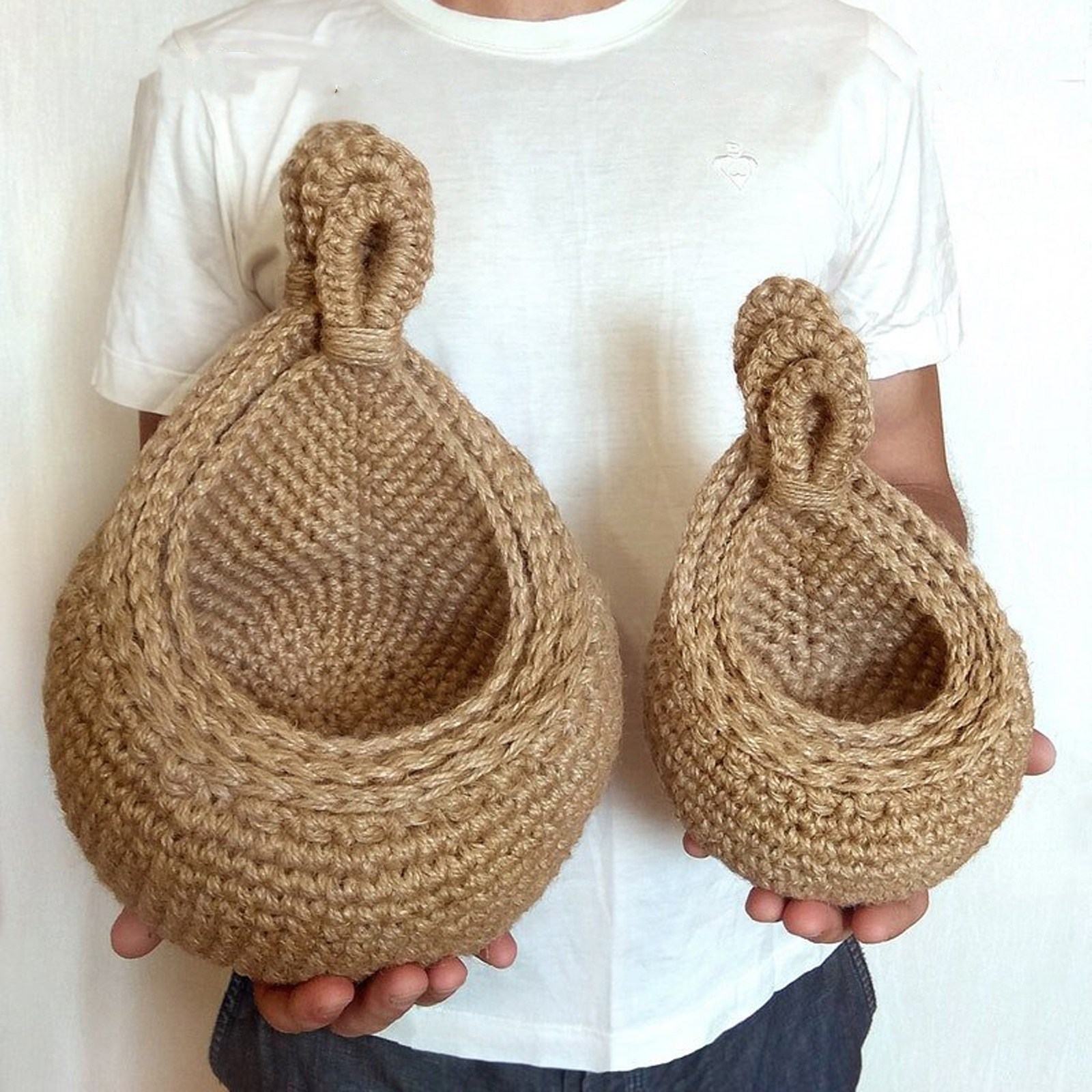 Woven Storage Baskets Wall Hanging Vegetable Fruit Rope Rattan Basket Kitchen Table Wall Hanging Storage Organizer Flower Vase