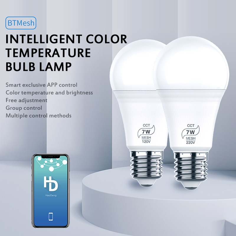 Dimbare Diy Bluetooth 7W Rgbw Led Lamp Bt Mesh Smart Intelligente Led Licht Werk Met App Alexa Google Ifttt 120V 220V E26/27