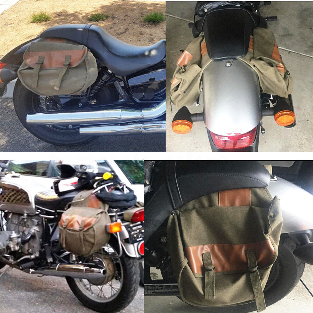 Alforja lateral de lona para motocicleta, paquete de Parte trasera equina para mochila ha-ley para motocicleta Sportster, bolsa para SILLÍN con 2 bolsillos para Hon/da