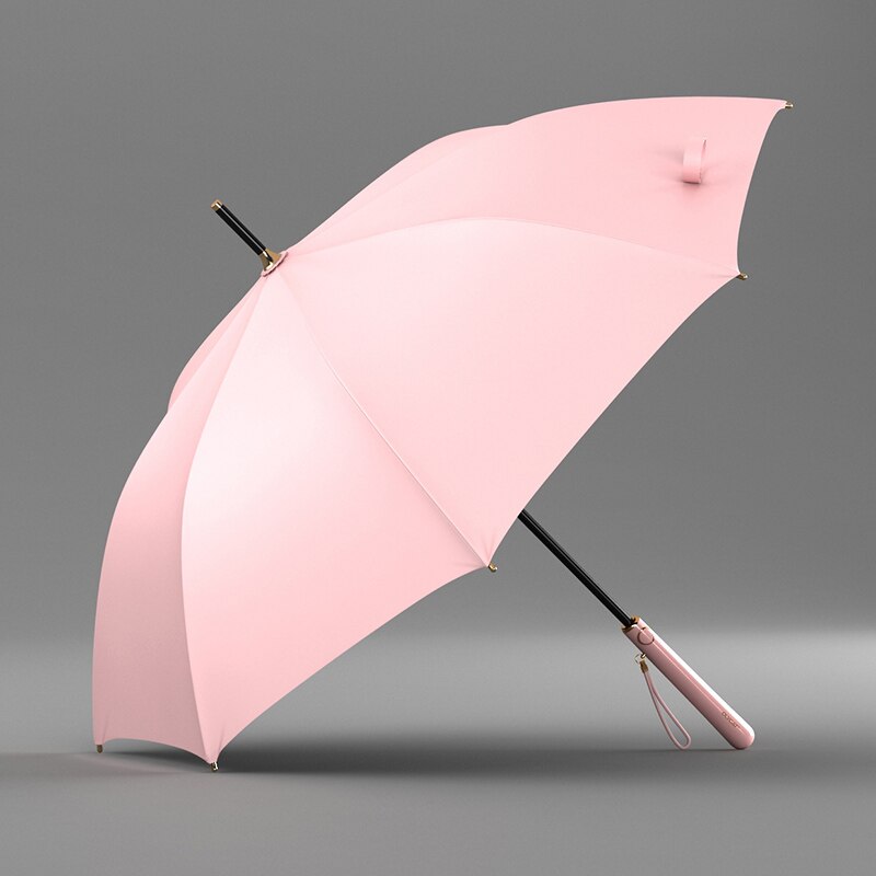 Umbrella Rain Women Long Handle Clear Big Umbrellas Semi-automatic Sun UV Parasol Umbrella 8K Windproof: Pink