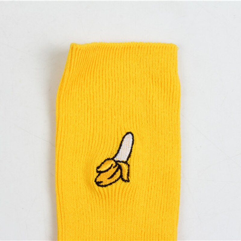 Mignon dessin animé fruits impression avocat banane cerise pêche filles Kawaii chaussettes meias coréen Harajuku broderie Pile tas chaussettes drôles