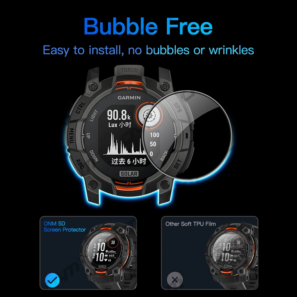 Protetor de tela para garmin instinto 3 amoled & solar 50mm 45mm hd anti-risco cobertura completa película protetora acessórios