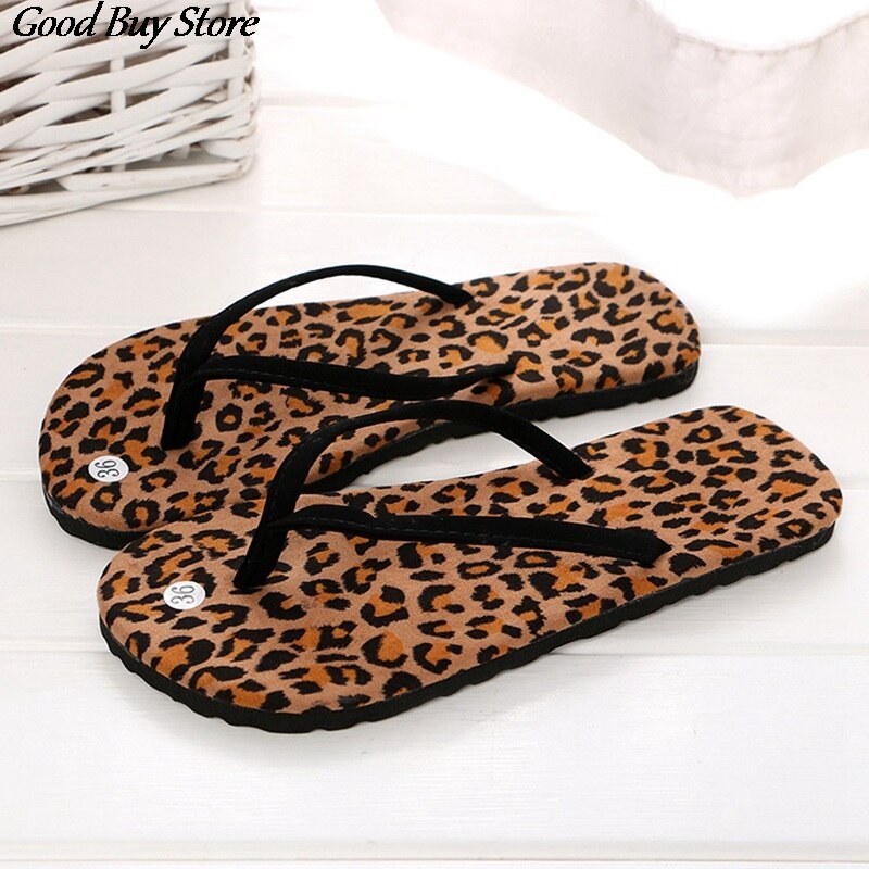 Womens Leopard Flip Flops Casual Platte Schoenen Meisjes Zomer Lichtgewicht Strand Slippers Mode Indoor Outdoor Slides Slipper: BR / 37