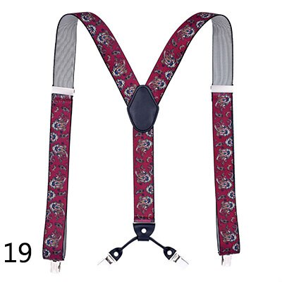 Deepeel 1pc 3.5X125cm Men Suspenders Adult 4 Clips Strap Multicolor Clip Buckles Elastic Male Jockstrap Business Accessories: 19