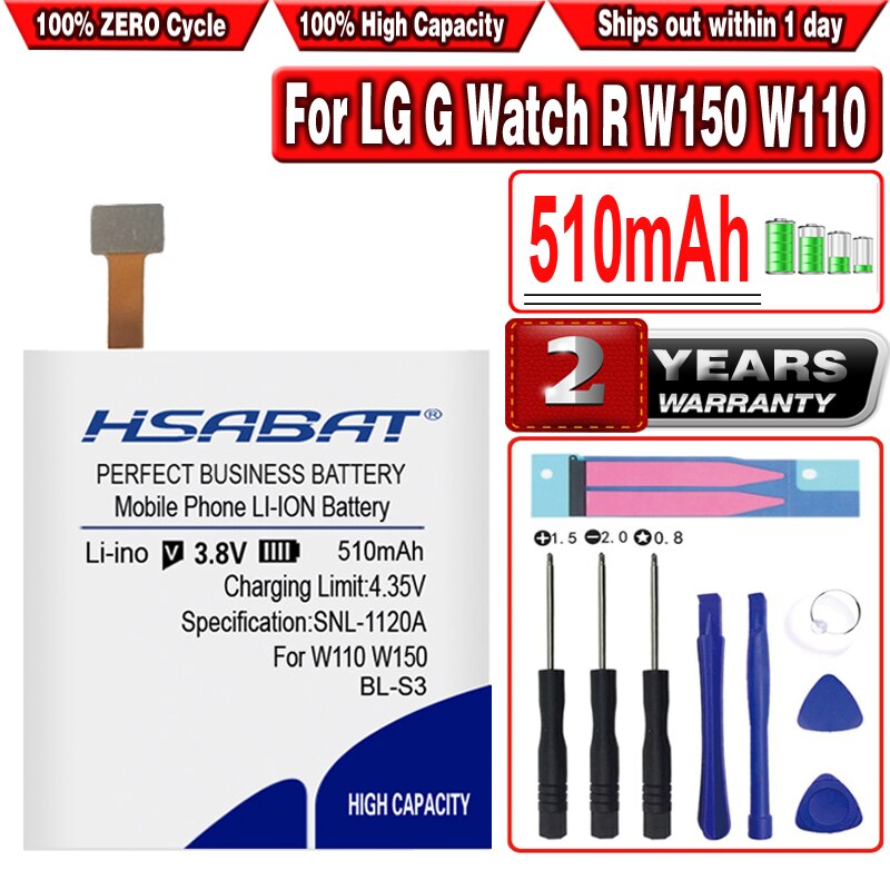 BL-S6 BL-S7 BL-S8 BL-S3 Battery for LG Watch Urbane 2nd Edition LTE W200 Sport W281 W280 W280A (AT&T) W270 G Watch R W150 W110