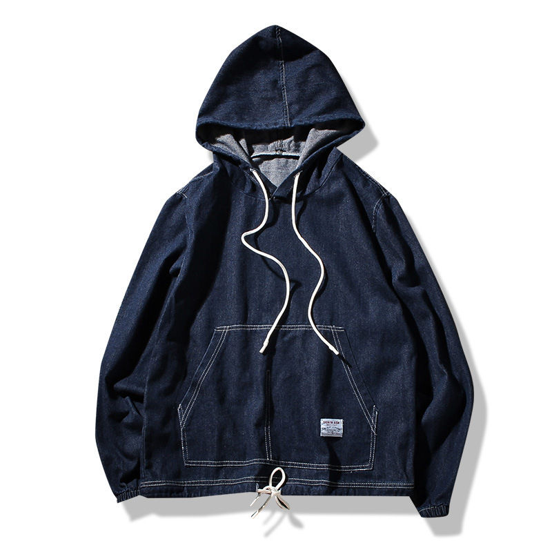 Mannen Hoodie Effen Denim Jas Mode Voorjaar Heren Kleding Losse Zwarte Jeans Jas Casual Mannen Veste Homme Plus size 5XL