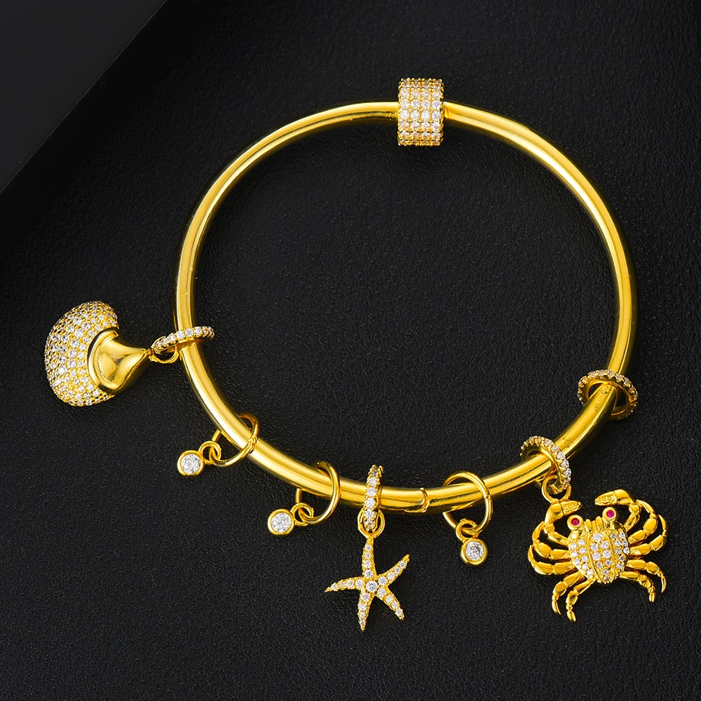 Godki luxe gouden armband met zeedieren en een ster in de vorm van een krabbenschelp, bohemian manchetarmbanden voor dames, sieraden voor vrouwen