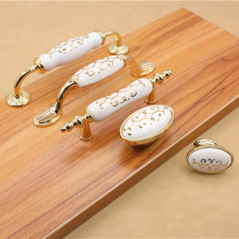 Keramische Handvat Witte Keramische Goud Handvat Kast Lade Schoen Kast Pull Handle Soort Zinklegering Meubilair Hardware