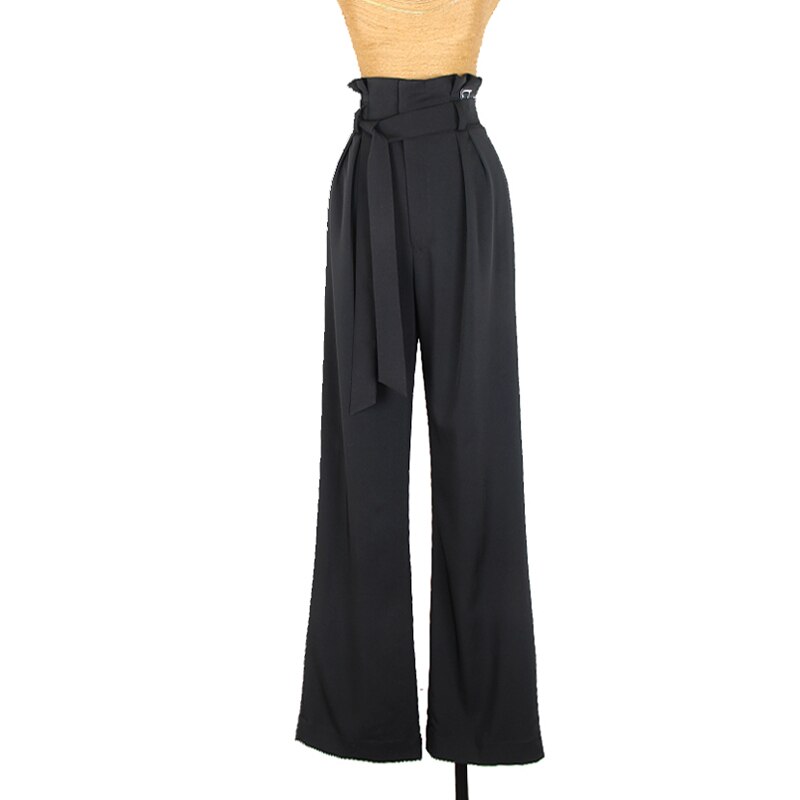 Latin Dance Pants Adult Ballroom Practice Wear Black Trousers Wide-Leg Cha Cha Samba Tap Dance Clothes Women Pants DNV14430