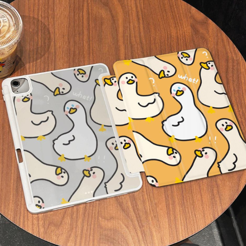 Tablet Hoes Voor Ipad 10.2 Hoesje 7/8/9e Generatie Air 4 Air 5 Ipad 10.5 Inch Ipad Mini6 8.3 Schattige Eend Print Eenvoudige Stijl