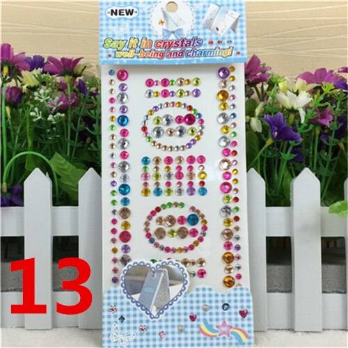 Many Styles Mixed Color Acrylic Rhinestone Crystal Decoration Stickers 3D Baby Kids boys girls DIY Cute Children toys Stickers: 13