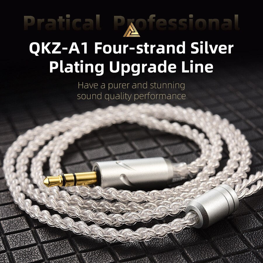 QKZ-Cable de actualización de auriculares T1, accesorio Chapado en plata de ocho hebras, aguja de 3,5mm, 2 pines, 0,75mm, mejora de la del sonido para KZ TRN CCA ZSN: A1 SLIVER