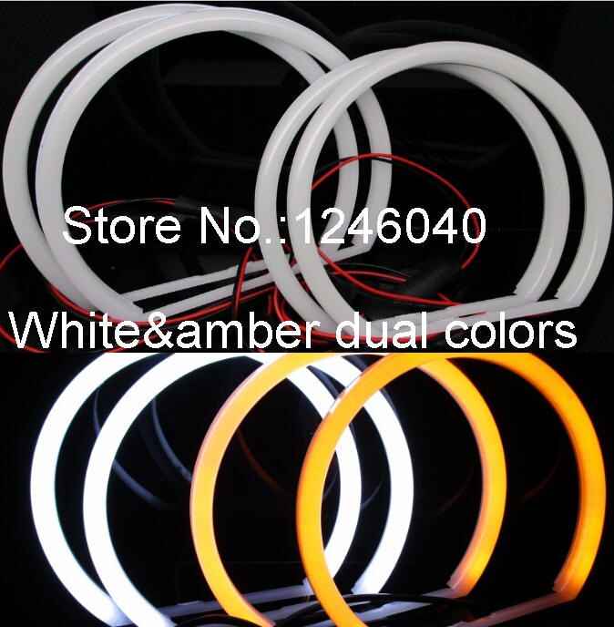 Dual kleur Wit & amber Katoen LED Angel eyes kit halo ring DRL richtingaanwijzer voor BMW E46 4 deur Sedan Non-Projector 1998-2006