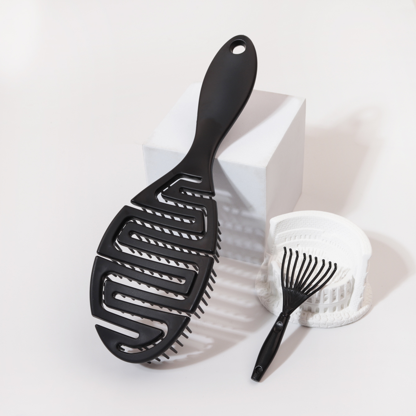 Spazzola per capelli nascosta cava, spazzola per smistamento capelli secchi e bagnati 1/2 pezzi, artiglio per pulizia spazzola per capelli, speciale per parrucche di capelli veri: Arancione