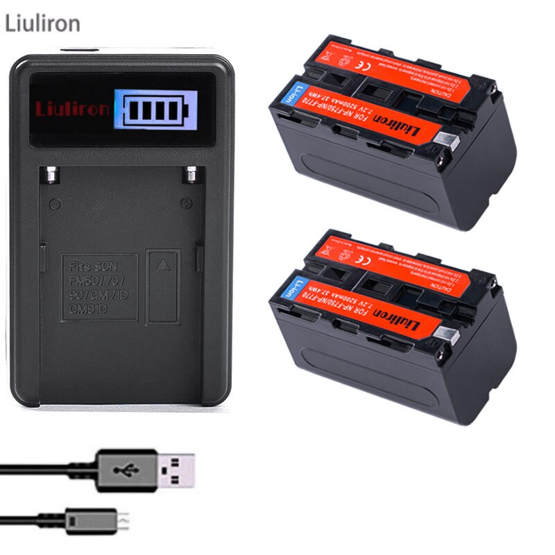 3x NP F770 F750 NP-F750 Li-Ion Batteria di Ricambio + LCD USB Caricabatterie per il Sony NP-F750 NP-F770 Videocamera Video Luce del LED D &amp; F: charger and 2battery