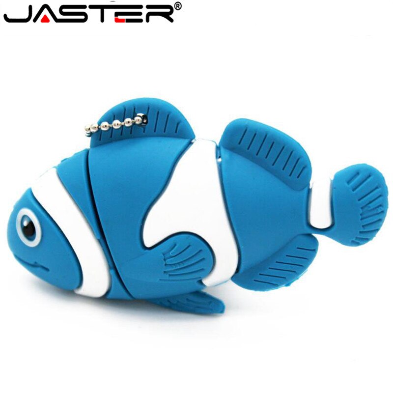 JASTER bella pesce usb flash drive pendrive 64gb 32gb piccolo animale pen drive 16gb di memoria del bastone del fumetto USB 2.0 di trasporto libero