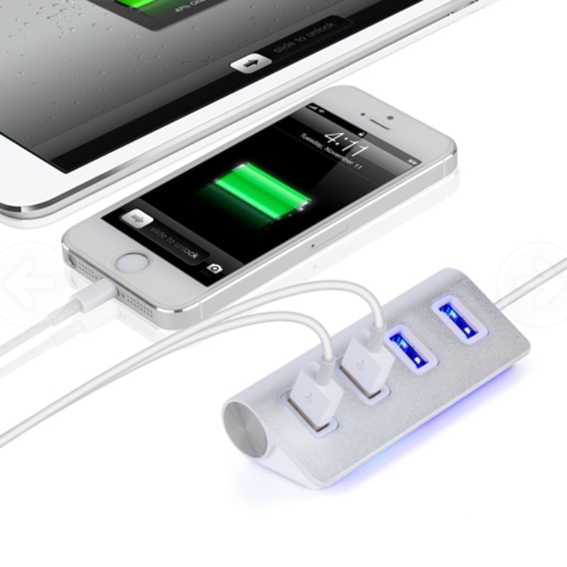 Multi Usb 2.0 Hub 4 Port Adapter Splitter Power Interface for Macbook PC