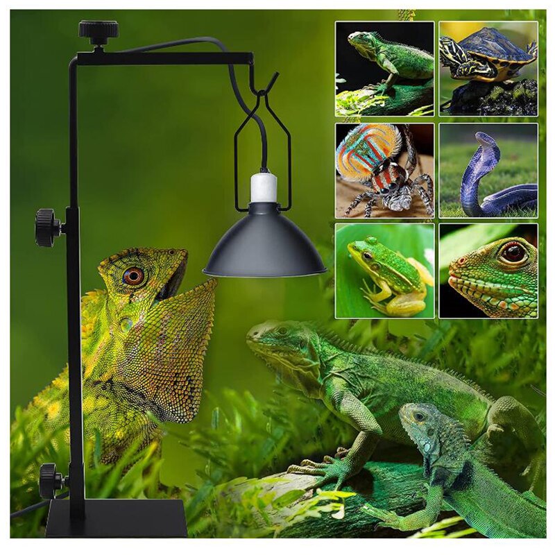 Reptile Lamp Stand with Base Adjustable Heat Lamp Stand Metal Reptile Lamp Bracket for Habitat Cage Lizards Snakes Turtles Pet