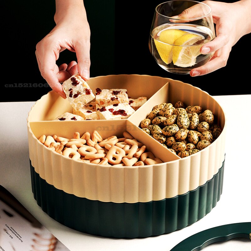 Nordic Light Luxury Fruit Tray Living Room Compartment with Lid Dried Fruit Box Candy Dried Fruit Nut Snack Storage Box