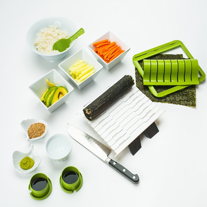 Sushi Making Kit for Beginners Easy Sushi Making Tool Plastic Sushi Maker Set Sushi Roll Mold Kitchen Accessories
