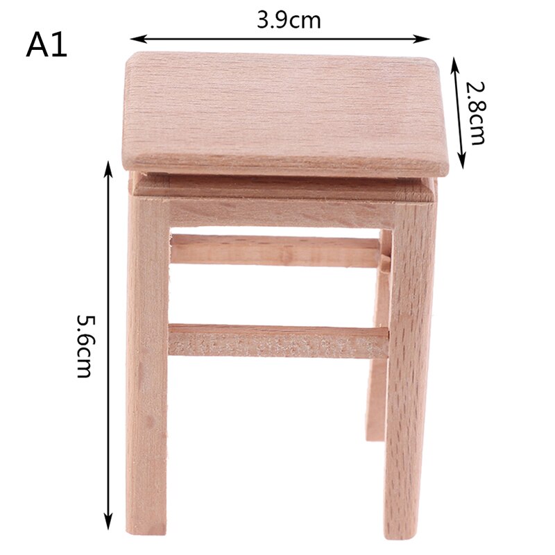 9 stili di Mobili In Legno In Miniatura Tavolino Rotondo Sgabello Teatable Miniature Finta Giocattoli 1/12 Dollhouse Giardino/Decorazione Della Stanza: Type 8 - A1