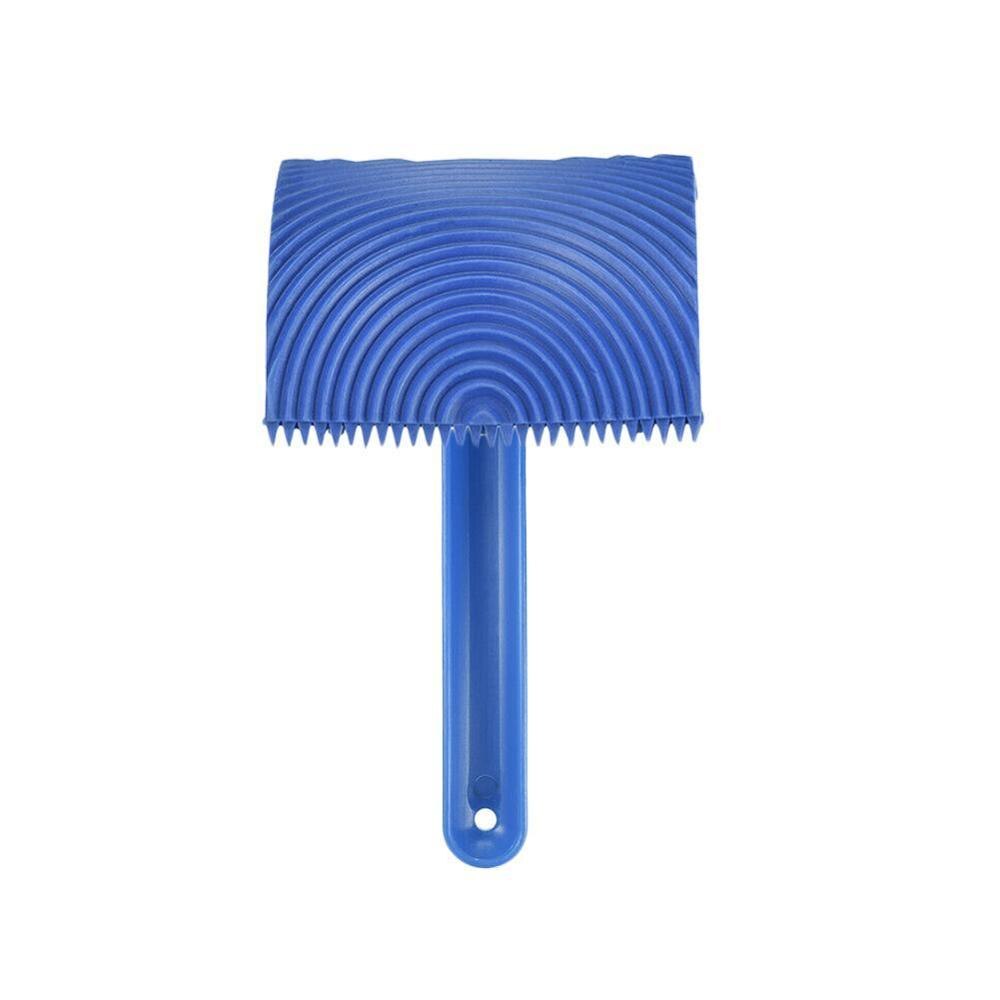 Blå gummi træ korn maling rulle diy korn maleri værktøj træ korn mønster væg maleri rulle med håndtag hjemme værktøj: D