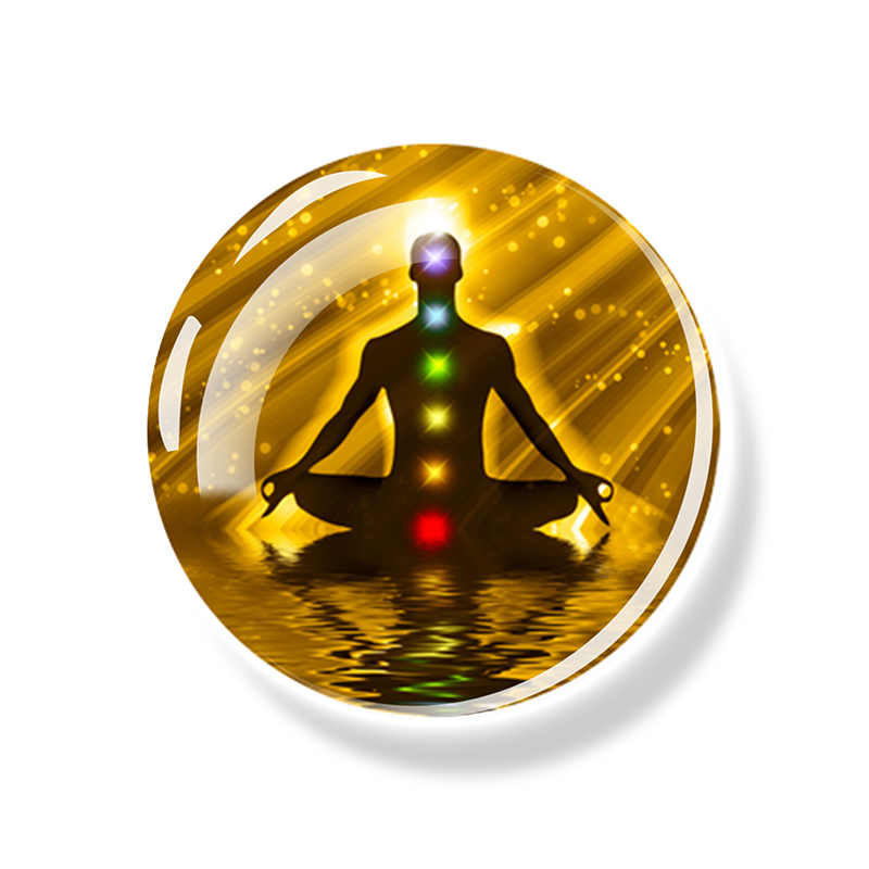 7 Chakra Totem Magnet Fridge Meditation Yoga Mandala Hinduism Glass Dome Refrigerator Magnets Stickers Indian Buddha Home Decor: Navy Blue