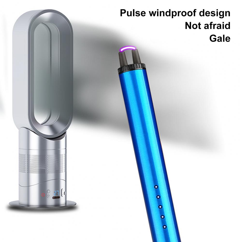 Electric Igniter Windproof Battery Status Display Metal Electric Plasma Igniter with Battery Indicator for Home