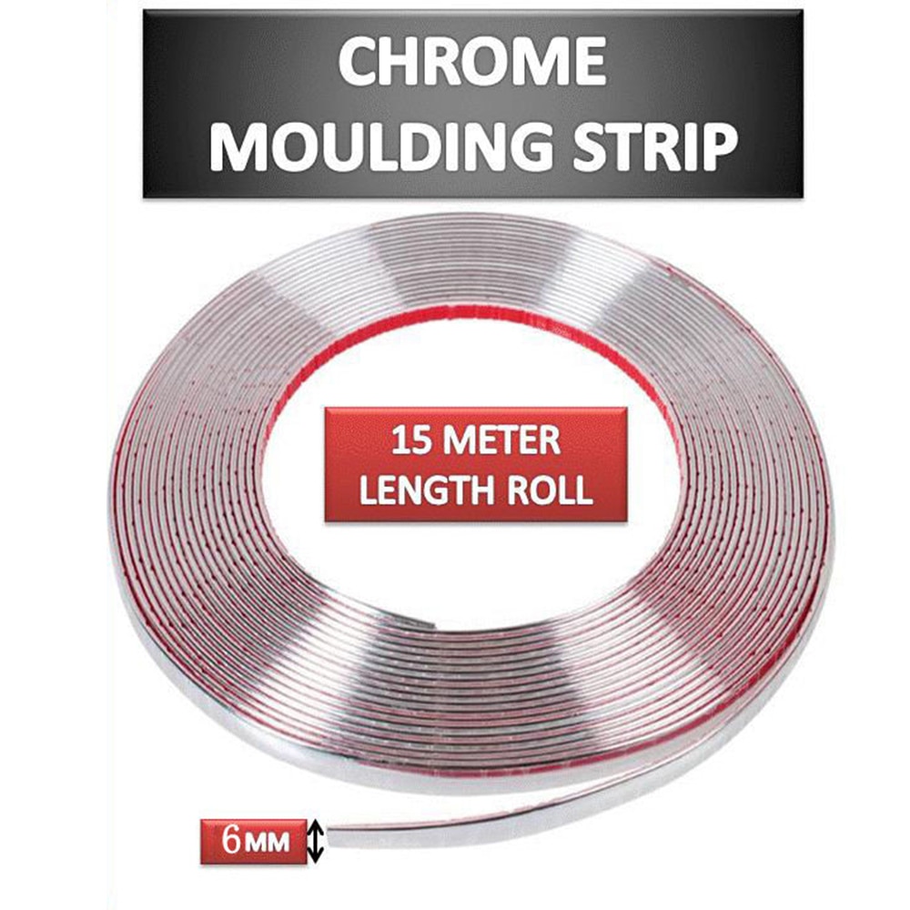 15M 6mm Chrome Auto Styling Strip Trim Zelfklevende Cover Tape Auto Chrome Trim Strip 6MM