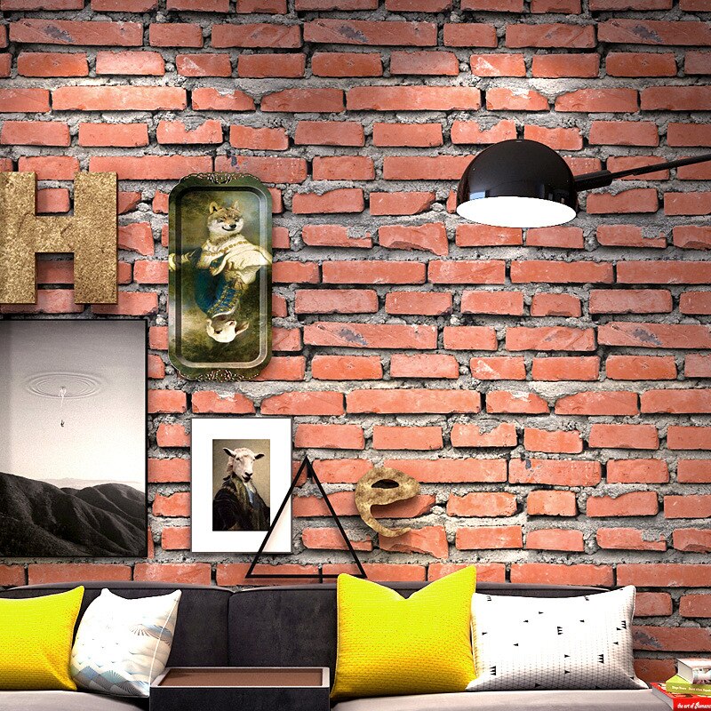 Vintage Huai Old 3D Simulation Brick Pattern Red Brick Brick Wallpaper Cafe Bar Restaurant Red Brick Wallpaper