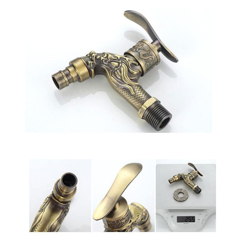 Gesneden Muur Gemonteerde Zinklegering Antiek Kraan Tuin Wastafel Kraan Wasmachine Kraan Decoratie Outdoor Tuin Mop Fauc