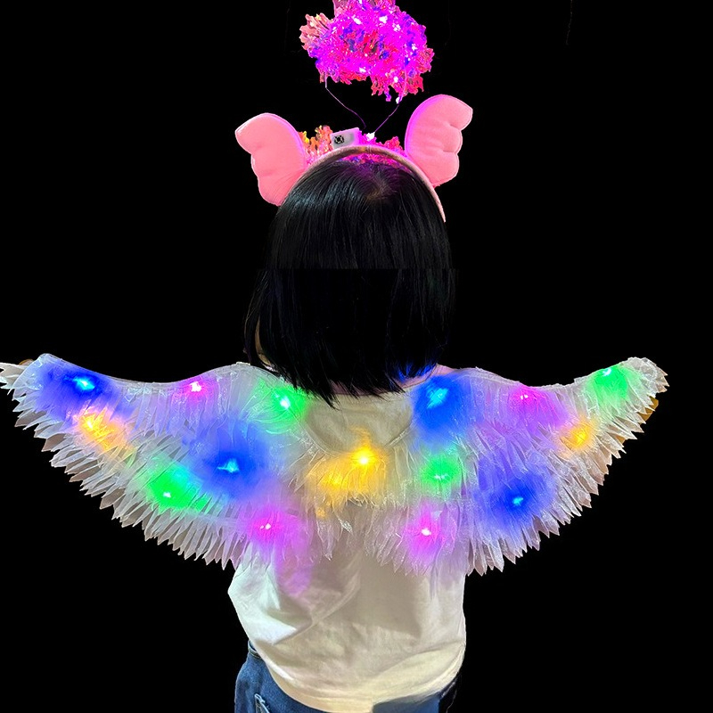 Fe-vinger til piger, lysende engel, sommerfugl, led-fe-kostume, halloween-udklædning, festgave, cosplay-kostumer