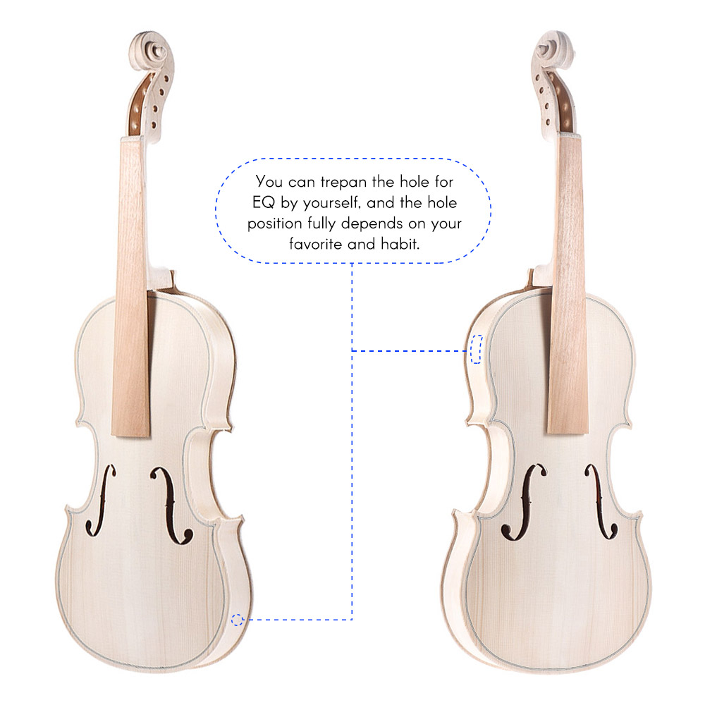 Diy 4/4 fuld størrelse violin kit akustisk violin med massivt træ natur med eq gran top ahorn ryg hals gribebræt tailpiece