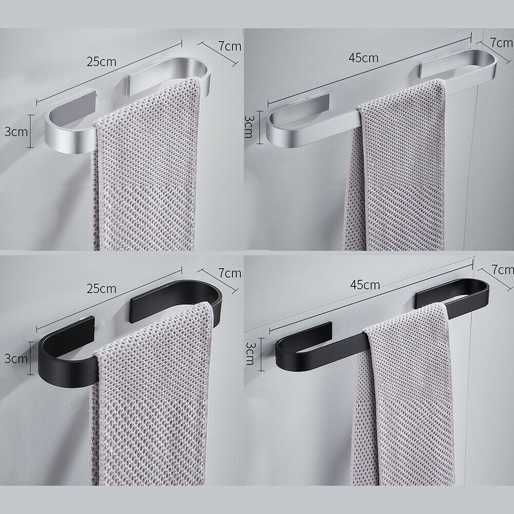 Vanntett på badet slag-gratis aluminium håndkle bar enkelt håndkle stativ dårlig svart veggmontert håndkleholder 25/45 cm
