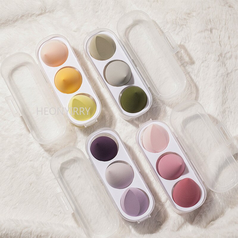 3/4 Piece Set Of Makeup Sponge, Puff, Healthy Latex Soft Sponge, Wet And Dry Set, Beveled Beauty Makeup Tool