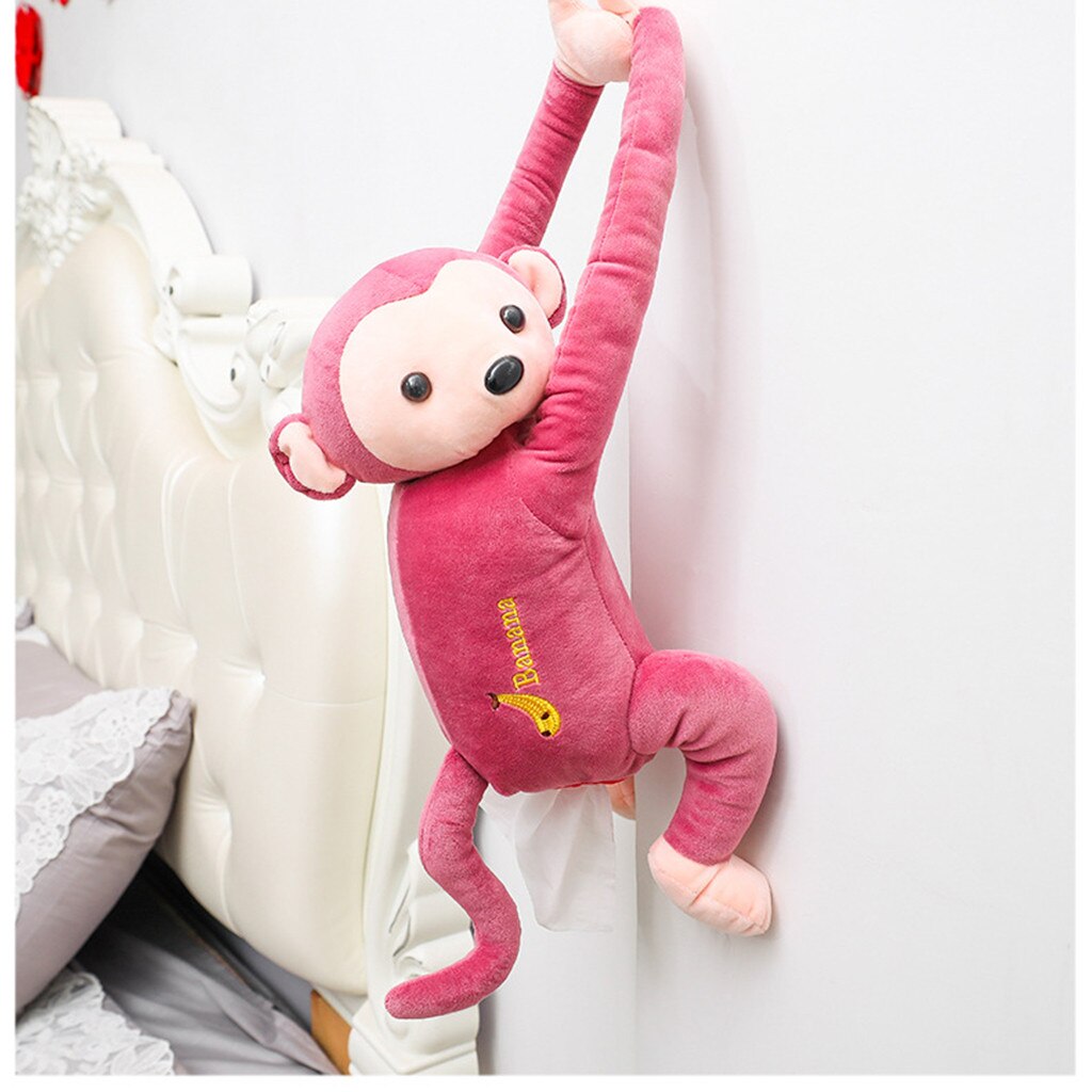 Tissue Box Cartoon Monkey Paper Napkin Tissue Boxes For Car Bathroom Hanging Style Napkin Paper Box Organization 20#27