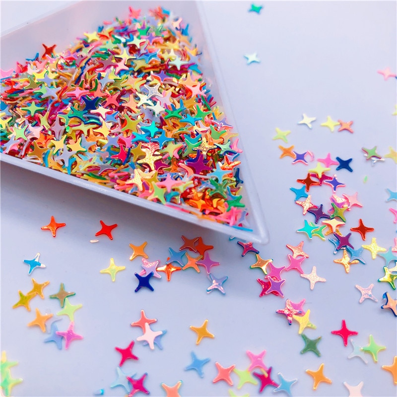 Colorful Halo 4 Point Star Confetti Holographic Glitter Aurora Borealis Sprinkle Iridescent Cross Star Flakes Resin Art supplies: 01