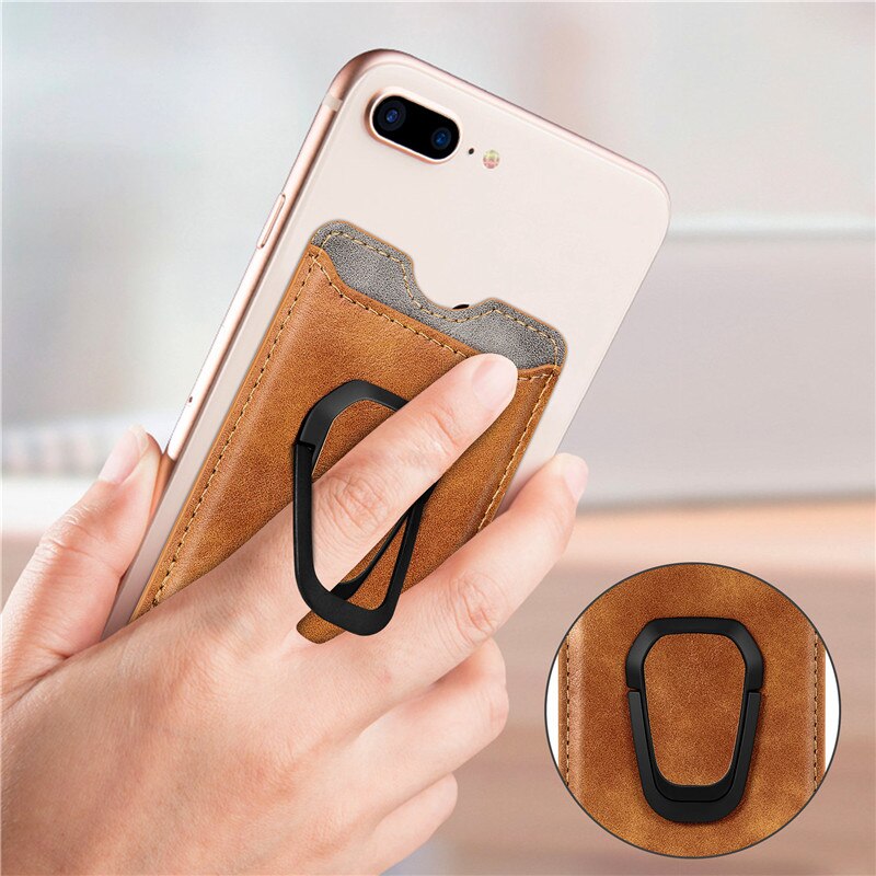 Mobiele Telefoon Terug Kaarten Houder Credit Id-kaart Pocket Sticker Magnetische Wallet Stand Phone Bag