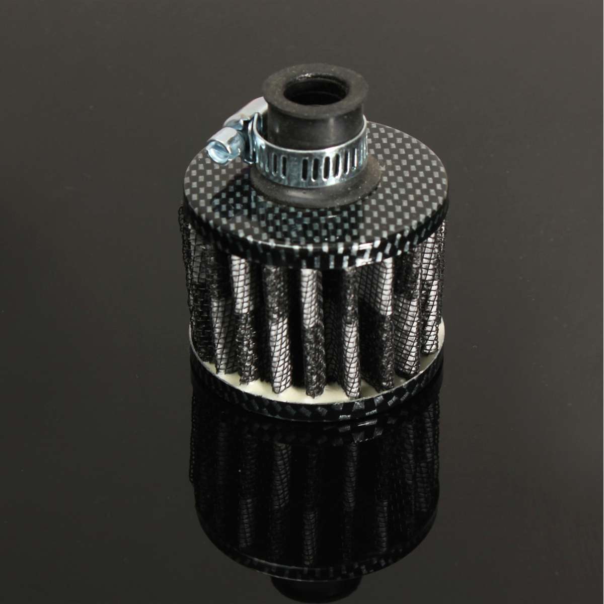 Universal 12mm holdbar motorolie koldluftindtag filter kit krumtaphus ventilationsdæksel udluftning: Kulstof