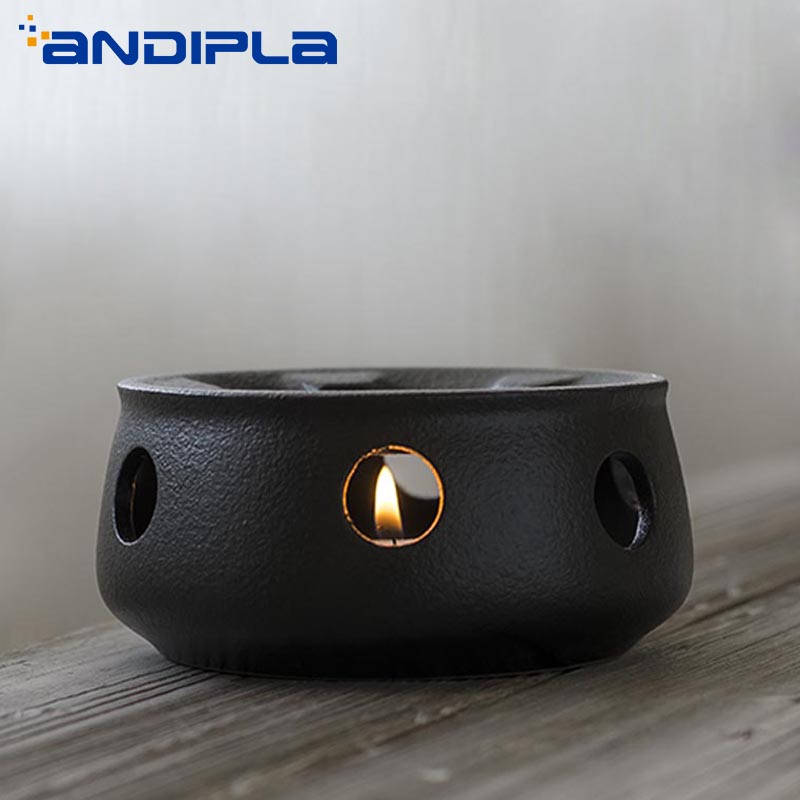 Styl japońnarty czarny Zen gruba ceramika dzbanek na herbatę cieplej podstawa ceramiczny świecznik podstawa izolacyjna podgrzewacz robić mleka akcesoria